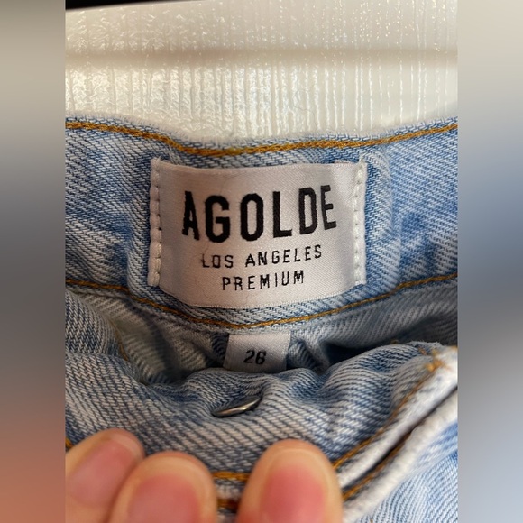 Agolde Distressed Light Wash Jean Shorts - Picture 3 of 7